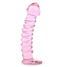 Load image into Gallery viewer, Textured Pink Glass Dildo
