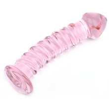 Load image into Gallery viewer, Textured Pink Glass Dildo
