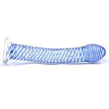 Load image into Gallery viewer, Glass Dildo With Blue Spiral Design
