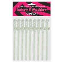 Load image into Gallery viewer, Lovetoy Pack Of 9 Willy Straws Glow In The Dark
