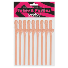 Load image into Gallery viewer, Lovetoy Pack Of 9 Willy Straws Flesh Pink
