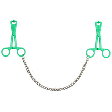 Load image into Gallery viewer, Green Scissor Nipple Clamps With Metal Chain
