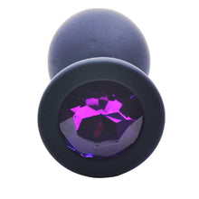 Load image into Gallery viewer, Medium Black Jewelled Silicone Butt Plug

