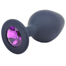 Load image into Gallery viewer, Medium Black Jewelled Silicone Butt Plug
