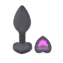 Load image into Gallery viewer, Small Heart Shaped Diamond Base Black Butt Plug
