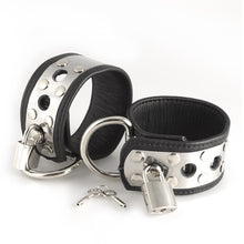 Load image into Gallery viewer, Leather Wrist Cuffs With Metal And Padlocks
